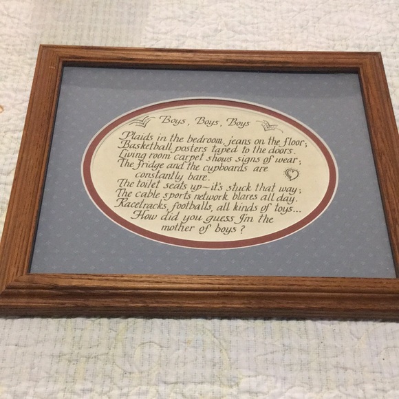 Boys, Boys, Boys A Mother of Boys Poem in wooden picture frame This says it all. - Picture 6 of 6